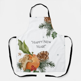 Neujahrsbaum, Mandarinen und Cookies Schürze
