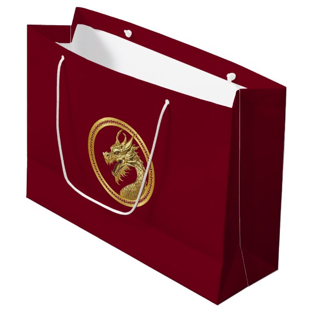 Neujahrsdrache 2024 - Chinesisch - Neujahr - Große Geschenktüte (Vorderseite Schrägansicht)
