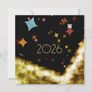 Neujahrseinladung mit Gold & Konfetti (2026) Einladung