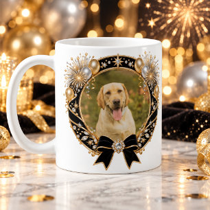 Neujahrsfeier Gold und Schwarz Haustierfoto Kaffeetasse