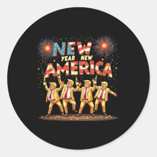 Neujahrsfeier Patriotic Funny Trump Spaß D Runder Aufkleber