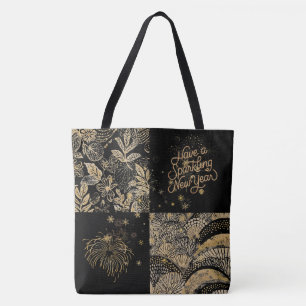 Neujahrsfeier, schönes schwarzes Goldmuster Tasche