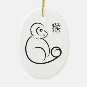 Neujahrsfest-Affe-Linie Kunst Keramikornament