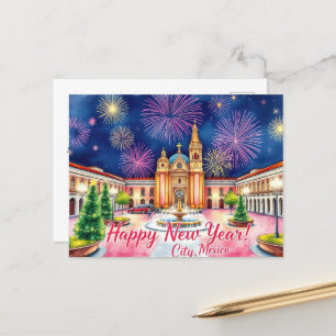 Neujahrsfeuer in Mexiko-Stadt Postkarte