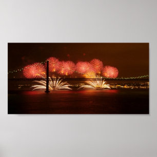 Neujahrsfeuerwerk Lissabon Poster