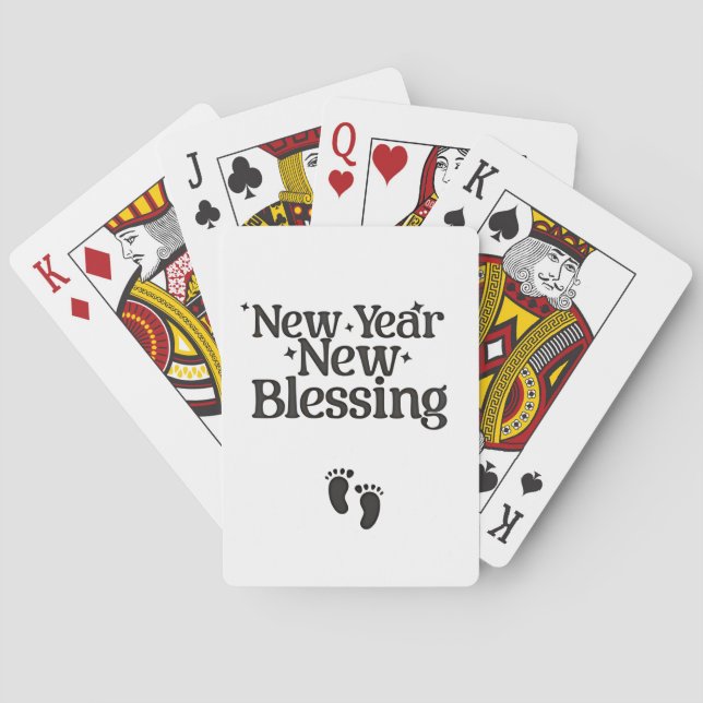 Neujahrsgesegnung Neujahrsschwangere Mama Spielkarten (Rückseite)