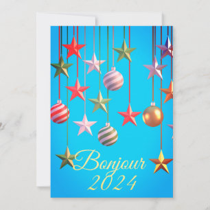 Neujahrsgruß Bonjour 2024 Feiertagskarte