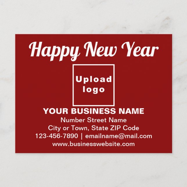 Neujahrsgrüße auf der roten Postkarte (Vorderseite)