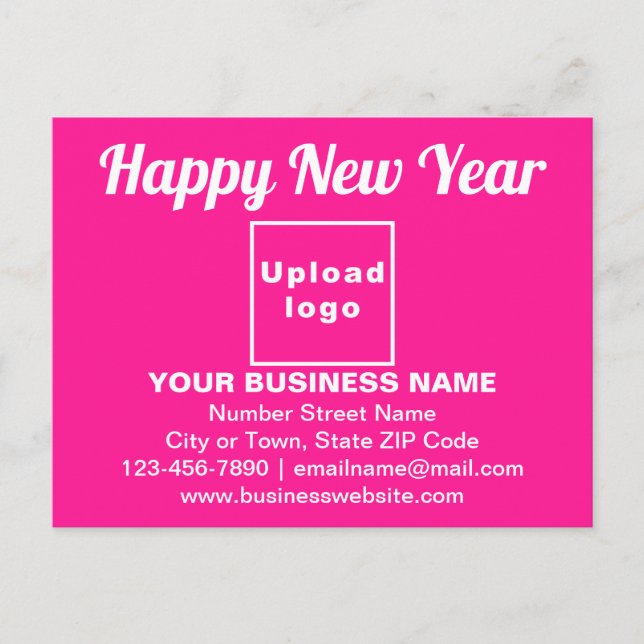 Neujahrsgrüße auf rosa Postkarte (Vorderseite)