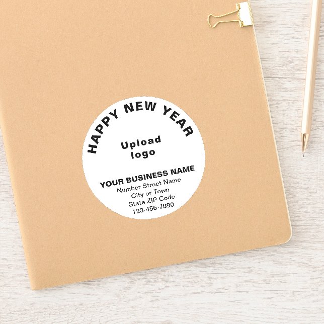 Neujahrsgrüße auf Weißer Runde Vinyl Aufkleber (Notizbuch)