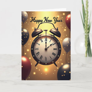 Neujahrsgrußkarte mit Uhr Karte