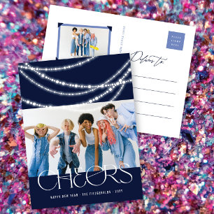 Neujahrsjubeln funkeln Licht Stilvolles Foto Feiertagspostkarte