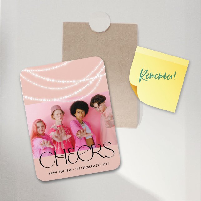 Neujahrsjubeln funkeln Licht Stilvolles Foto Magnet (New Year Cheers Sparkling Lights Stylish Photo Flexible Magnet @ fat_fa_tin)