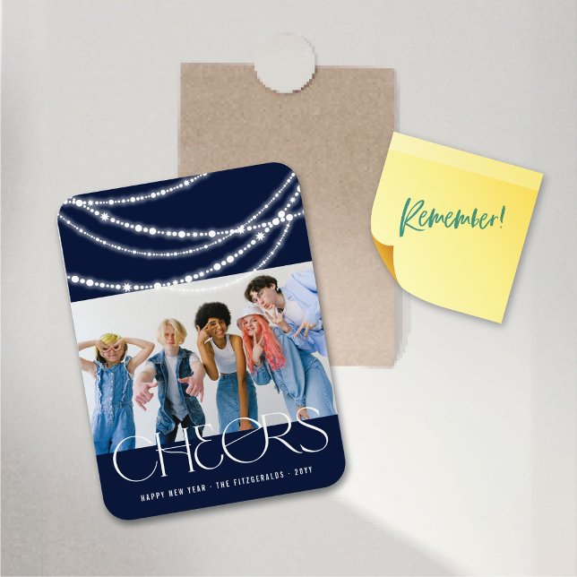Neujahrsjubeln funkeln Licht Stilvolles Foto Magnet (New Year Cheers Sparkling Lights Stylish Photo Flexible Magnet @ fat_fa_tin)