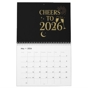 Neujahrskalender 2026 - Elegantes Gold und Schwarz Kalender