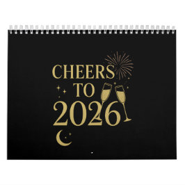 Neujahrskalender 2026 - Elegantes Gold und Schwarz Kalender
