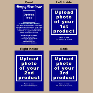 Neujahrskarte Blauer Faltenkarte Karte