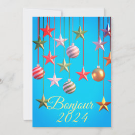 Neujahrskarte Bonjour 2024 Feiertagskarte