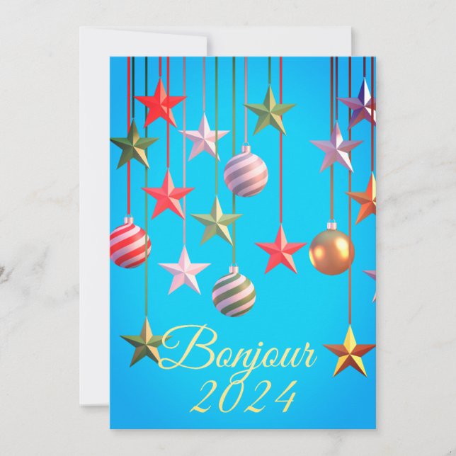 Neujahrskarte Bonjour 2024 Feiertagskarte (Vorderseite)