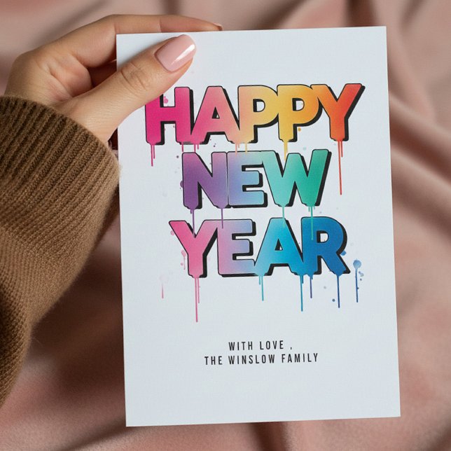 Neujahrskarte – Personalisierter Name oder Familie Feiertagskarte (Von Creator hochgeladen)