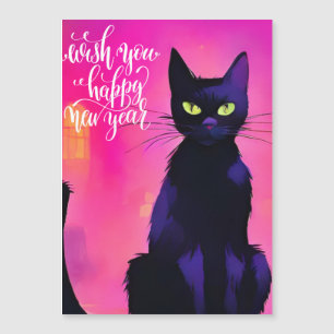 Neujahrskatze Magnetkarte