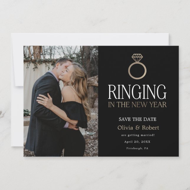 Neujahrsklingeln Save the Date mit Foto I Einladung (Vorderseite)