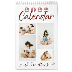 Neujahrsmaroon des Fotos der modernen Sketchy-Kall Kalender