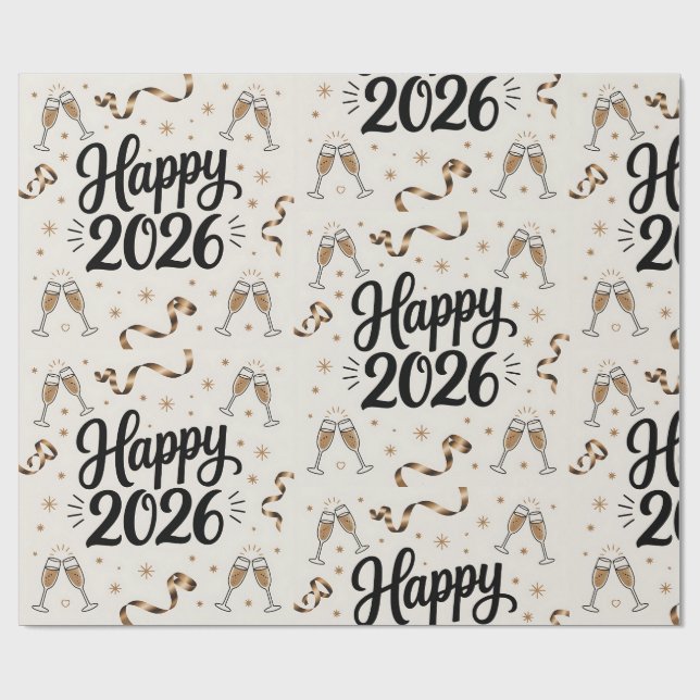 Neujahrspapier 2026 Geschenkpapier (Flach)