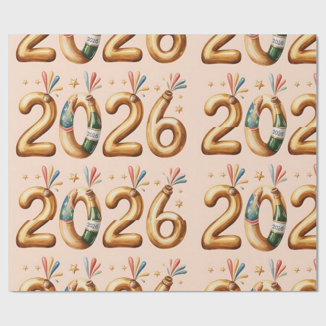 Neujahrspapier 2026 geschenkpapier (Flach)