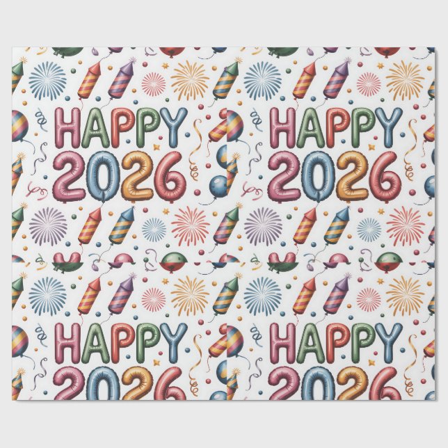 Neujahrspapier 2026 geschenkpapier (Flach)