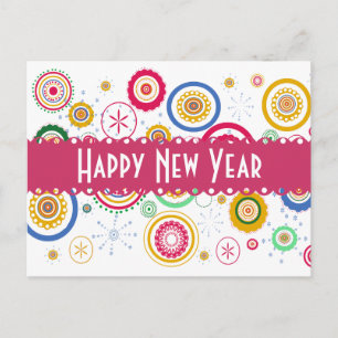 Neujahrsparty! Coole Funkkreise Feiertagspostkarte