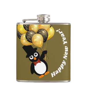 Neujahrspinguin Flachmann