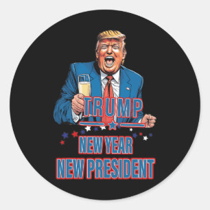 Neujahrspräsident Funny Trump 2025 nimmt Amerika Runder Aufkleber