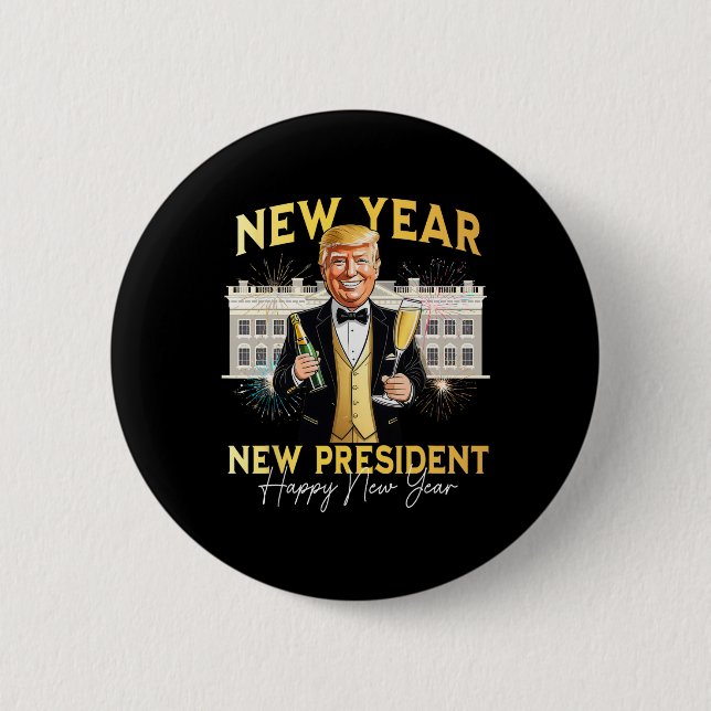 Neujahrspräsident Funny Trump Silvester P Button (Vorderseite)