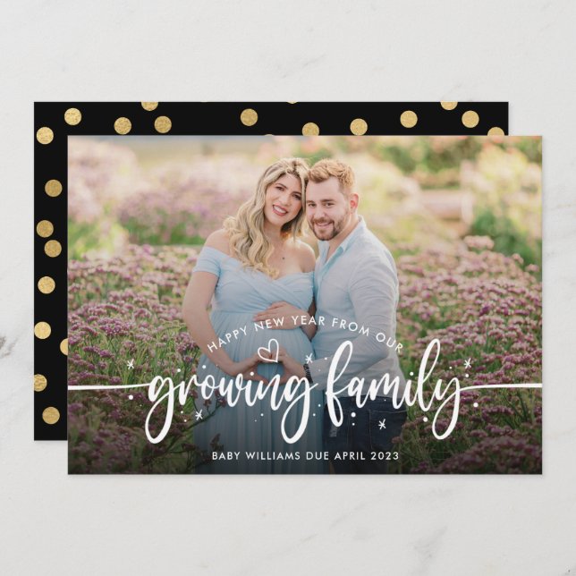 Neujahrsschwangerschaft Foto Ankündigung (Vorne/Hinten)