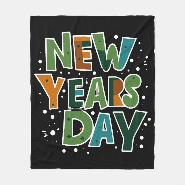 Neujahrstag Fleecedecke (Vorderseite)