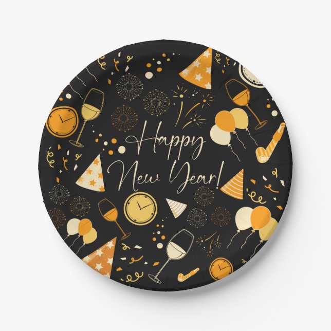Neujahrstag Pappteller (Vorderseite)
