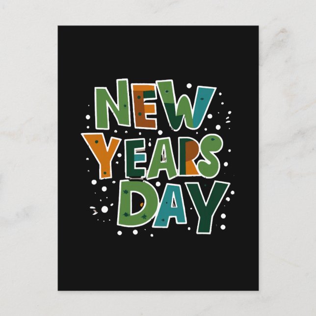 Neujahrstag Postkarte (Vorderseite)