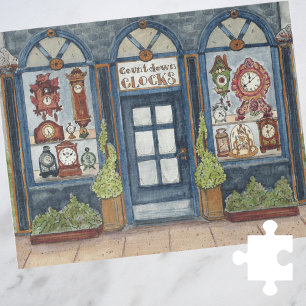 Neujahrsuhrengeschäft Aquarell-Puzzle