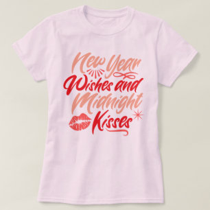 Neujahrswünsche & Mitternachtsküsse Party-Skript T-Shirt