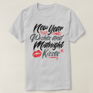 Neujahrswünsche und Mitternachtsküsse-Skript grau T-Shirt