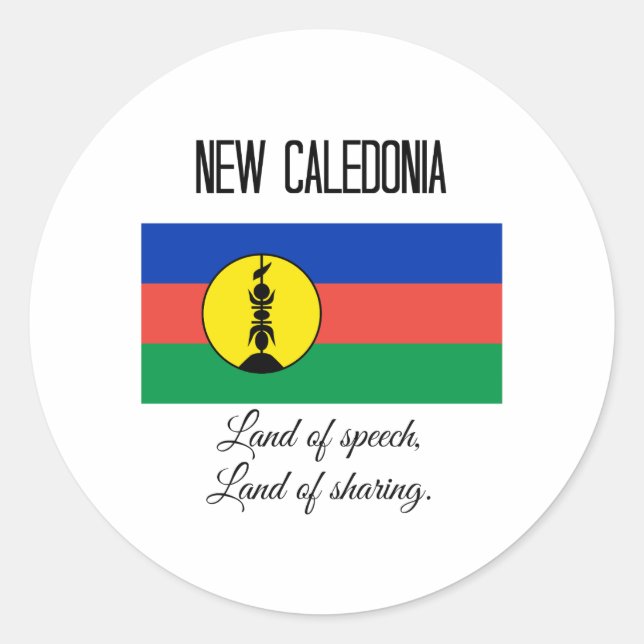 Neukaledonien, Flagge und Motto Runder Aufkleber (Vorderseite)