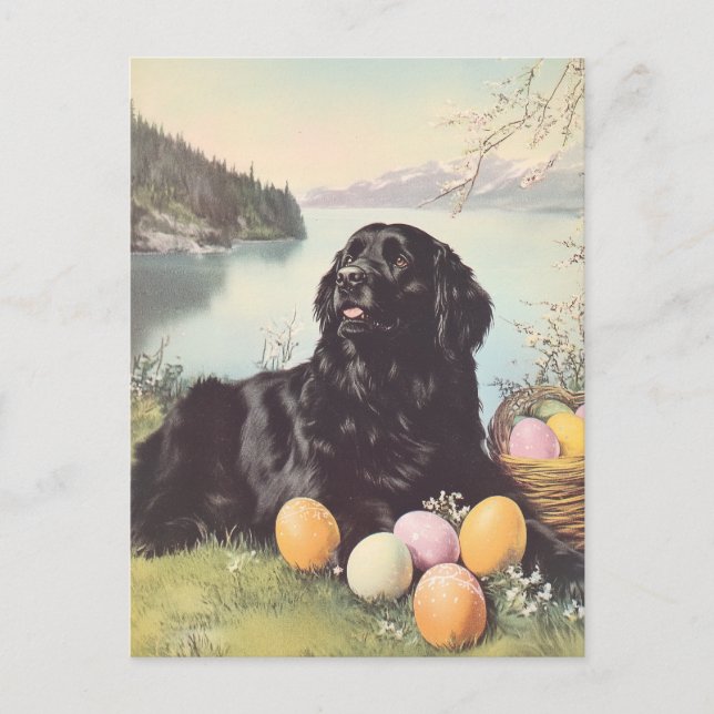 Neulandhund Vintag Ostern Postkarte (Vorderseite)