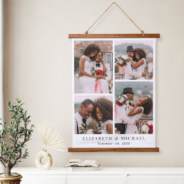 Neulich 4 Foto Collage Wedding Wandteppich Mit Holzrahmen