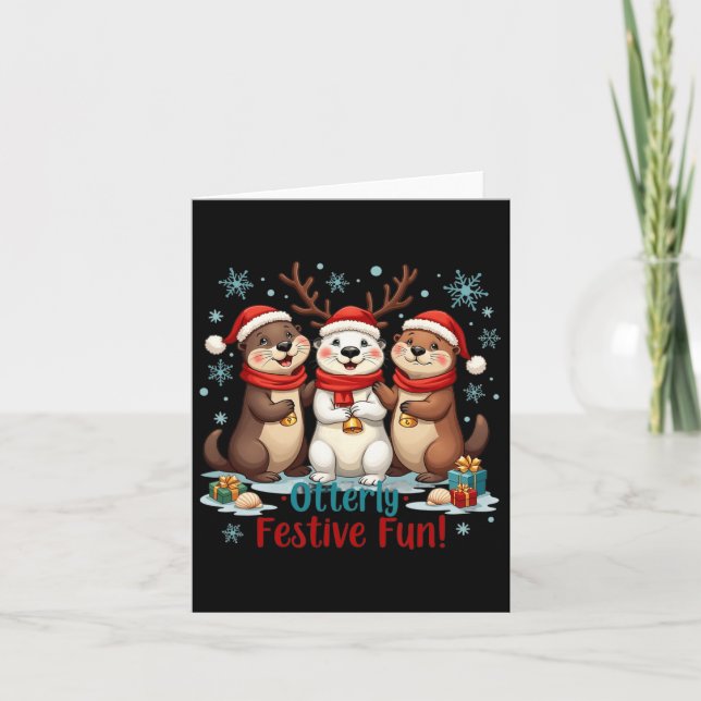 Neulich festliche Spaß Weihnachten Otter Tiere Tie Karte (Vorderseite)