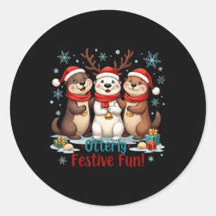 Neulich festliche Spaß Weihnachten Otter Tiere Tie Runder Aufkleber