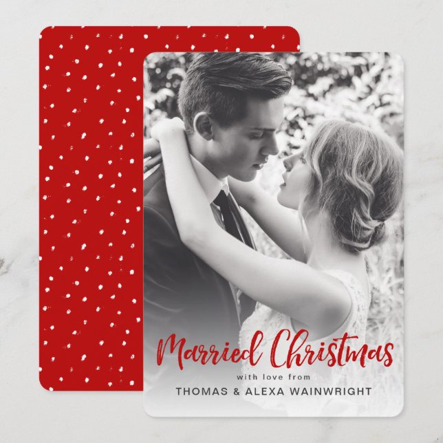 Neulich Verheiratete Weihnachts-Foto-Weihnachtskar Einladung (Vorne/Hinten)