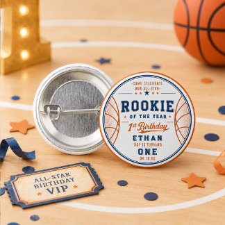 Neuling des Jahres Basketball-Ticket 1. Geburtstag Button