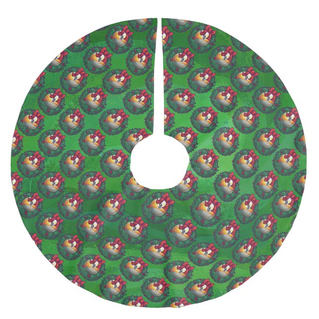Neun Ball im Krautmuster auf Grün Polyester Weihnachtsbaumdecke (Vorderseite)