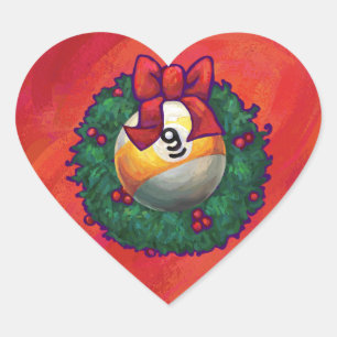 Neun Ball im Weihnachtsreich Herz-Aufkleber